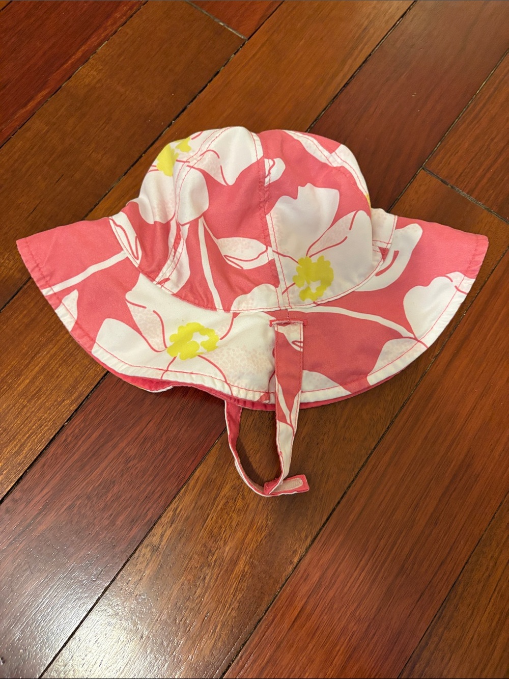 Carter’s Pink Floral Sun Hat with Yellow Accents (reversible)